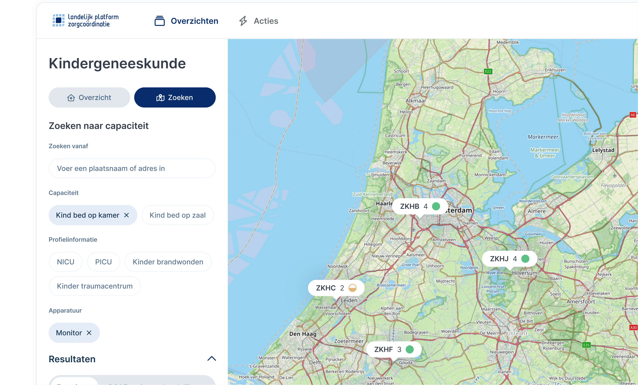 Kindergeneeskunde kaartweergave