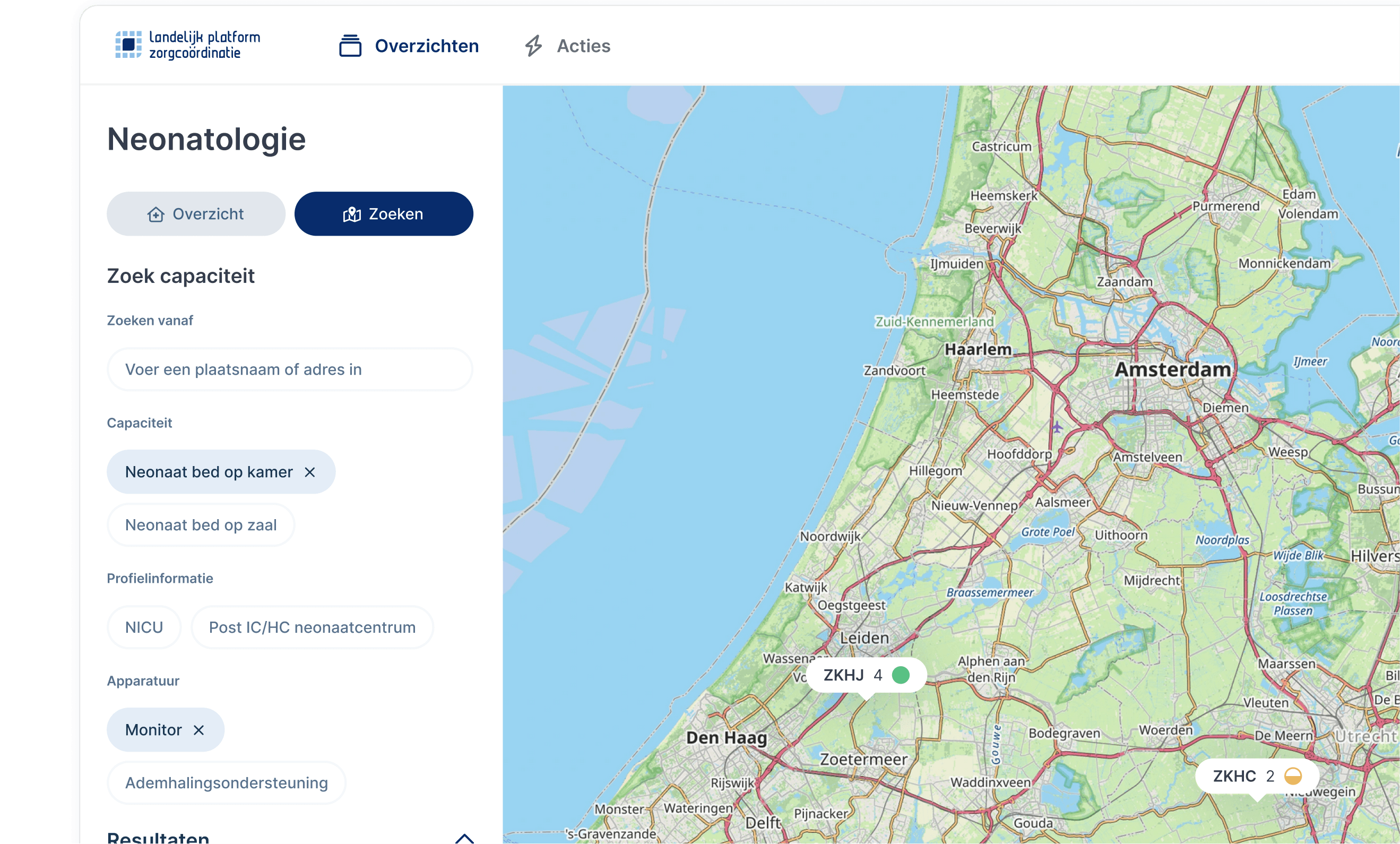 Neonatologie kaartweergave